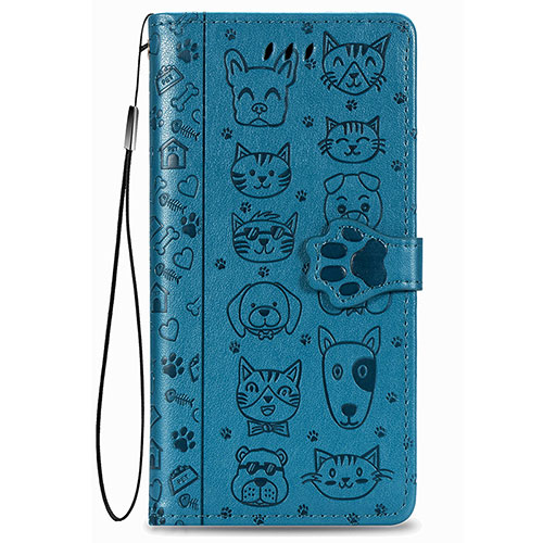 Leather Case Stands Fashionable Pattern Flip Cover Holder S05D for Samsung Galaxy S21 Plus 5G Blue