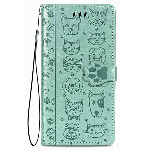 Leather Case Stands Fashionable Pattern Flip Cover Holder S05D for Samsung Galaxy S21 Plus 5G Green