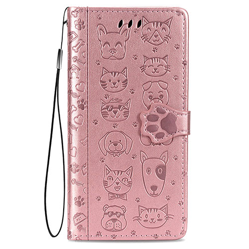 Leather Case Stands Fashionable Pattern Flip Cover Holder S05D for Samsung Galaxy S22 5G Pink