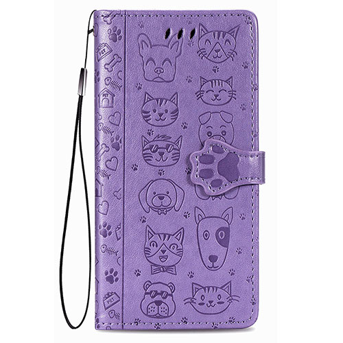 Leather Case Stands Fashionable Pattern Flip Cover Holder S05D for Samsung Galaxy S22 5G Purple