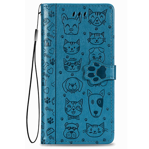 Leather Case Stands Fashionable Pattern Flip Cover Holder S05D for Samsung Galaxy S23 5G Blue