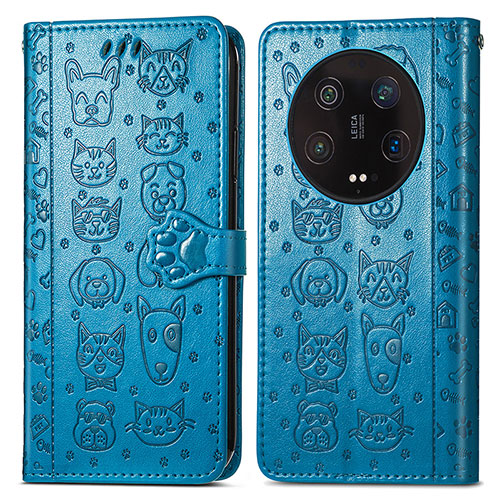 Leather Case Stands Fashionable Pattern Flip Cover Holder S05D for Xiaomi Mi 13 Ultra 5G Blue