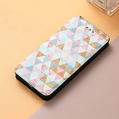 Leather Case Stands Fashionable Pattern Flip Cover Holder S06D for Huawei Honor 60 Pro 5G White