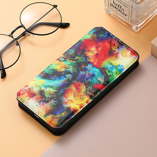 Leather Case Stands Fashionable Pattern Flip Cover Holder S06D for Huawei Honor 80 5G Mixed