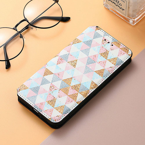 Leather Case Stands Fashionable Pattern Flip Cover Holder S06D for Huawei Honor 80 Pro 5G White