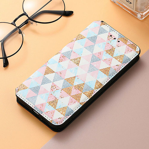 Leather Case Stands Fashionable Pattern Flip Cover Holder S06D for Huawei Honor 80 SE 5G White