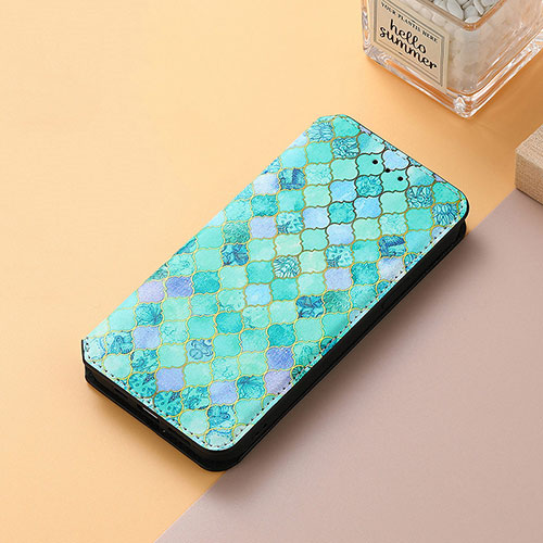 Leather Case Stands Fashionable Pattern Flip Cover Holder S06D for Huawei Honor Magic3 5G Green