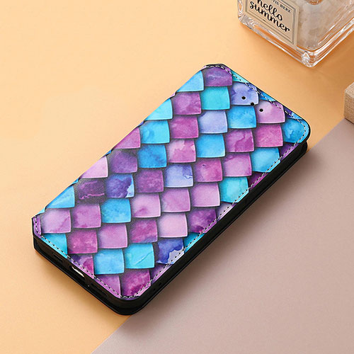 Leather Case Stands Fashionable Pattern Flip Cover Holder S06D for Huawei Honor Magic5 Pro 5G Purple