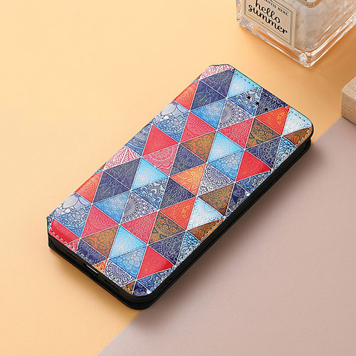 Leather Case Stands Fashionable Pattern Flip Cover Holder S06D for Huawei Honor X30i Brown