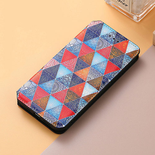 Leather Case Stands Fashionable Pattern Flip Cover Holder S06D for Huawei Nova 10 Brown