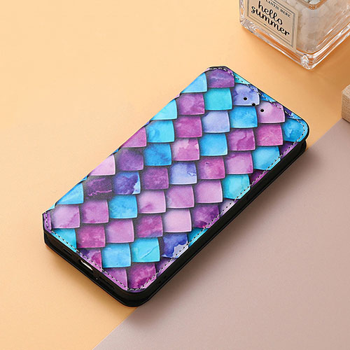 Leather Case Stands Fashionable Pattern Flip Cover Holder S06D for Huawei Nova 10 Purple