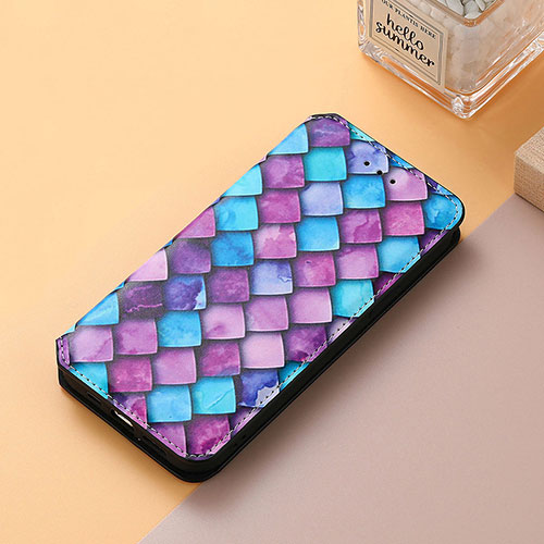 Leather Case Stands Fashionable Pattern Flip Cover Holder S06D for Huawei Nova Y61 Purple