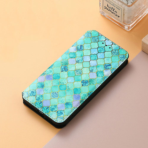 Leather Case Stands Fashionable Pattern Flip Cover Holder S06D for Huawei Nova Y70 Green