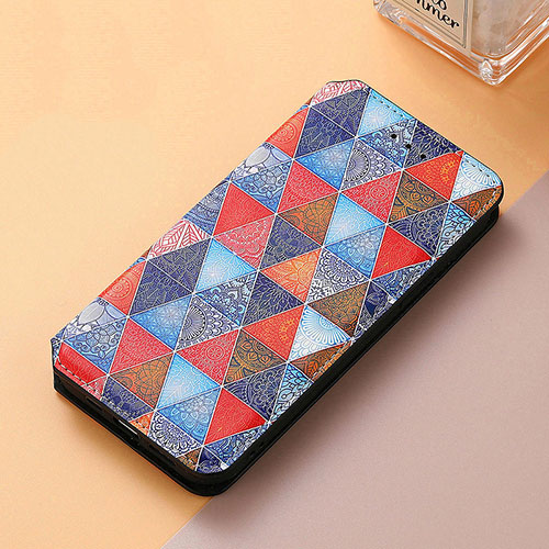 Leather Case Stands Fashionable Pattern Flip Cover Holder S06D for Huawei P Smart Z (2019) Brown