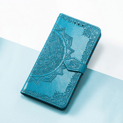 Leather Case Stands Fashionable Pattern Flip Cover Holder S07D for Google Pixel 6a 5G Blue