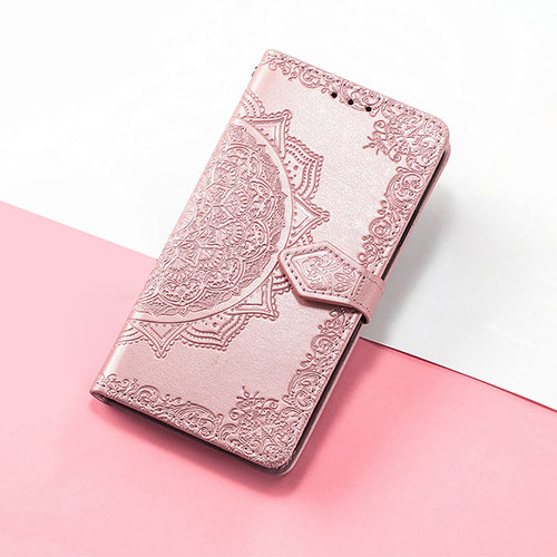 Leather Case Stands Fashionable Pattern Flip Cover Holder S07D for Huawei Enjoy 50z Rose Gold