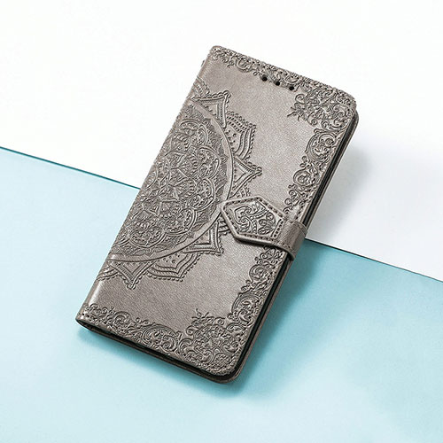 Leather Case Stands Fashionable Pattern Flip Cover Holder S07D for Huawei Honor 50 SE 5G Gray