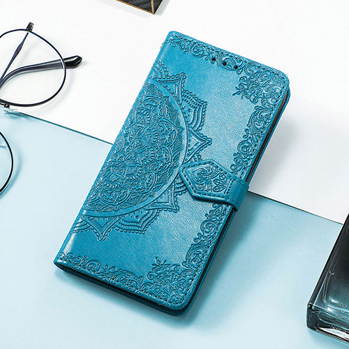 Leather Case Stands Fashionable Pattern Flip Cover Holder S07D for Huawei Honor 80 Pro Flat 5G Blue