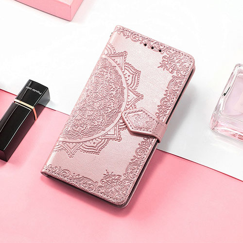 Leather Case Stands Fashionable Pattern Flip Cover Holder S07D for Huawei Honor Magic5 5G Rose Gold