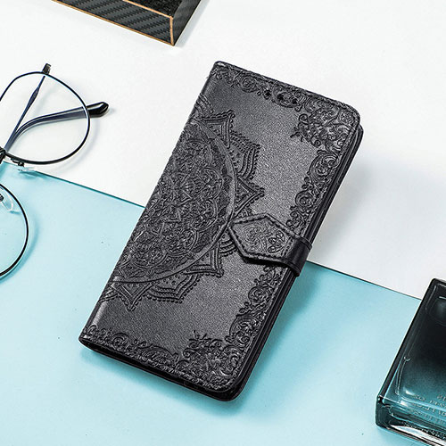 Leather Case Stands Fashionable Pattern Flip Cover Holder S07D for Huawei Honor Magic5 Pro 5G Black