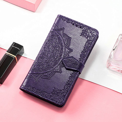 Leather Case Stands Fashionable Pattern Flip Cover Holder S07D for Huawei Honor Magic5 Pro 5G Purple