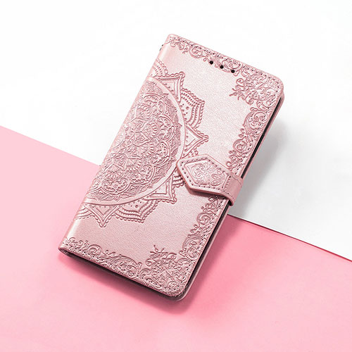 Leather Case Stands Fashionable Pattern Flip Cover Holder S07D for Huawei Honor V40 5G Rose Gold