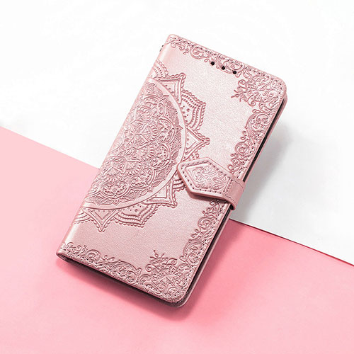 Leather Case Stands Fashionable Pattern Flip Cover Holder S07D for Huawei Honor X9 5G Rose Gold