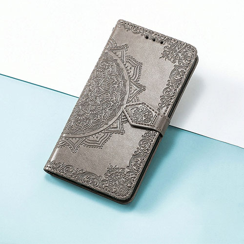 Leather Case Stands Fashionable Pattern Flip Cover Holder S07D for Huawei Nova 10 Pro Gray