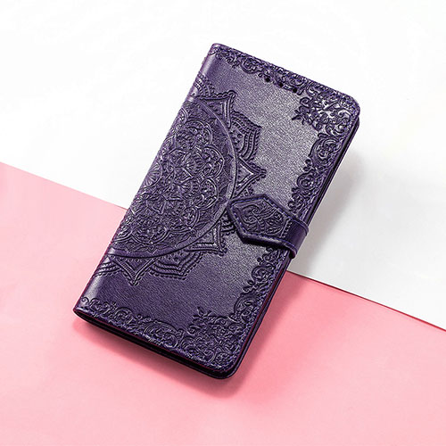 Leather Case Stands Fashionable Pattern Flip Cover Holder S07D for Huawei Nova 10 Purple