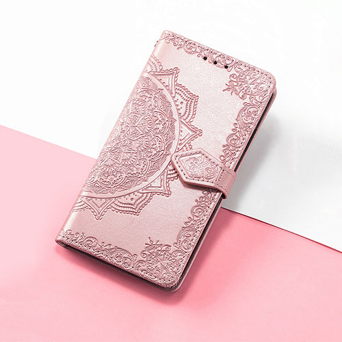 Leather Case Stands Fashionable Pattern Flip Cover Holder S07D for Huawei Nova 10 Rose Gold