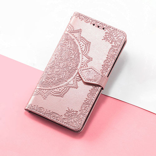 Leather Case Stands Fashionable Pattern Flip Cover Holder S07D for Huawei Nova 10 SE Rose Gold