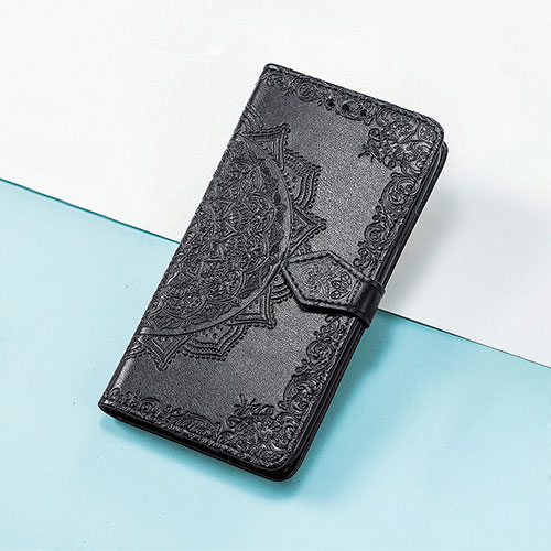 Leather Case Stands Fashionable Pattern Flip Cover Holder S07D for Huawei Nova Y61 Black