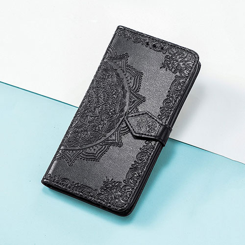 Leather Case Stands Fashionable Pattern Flip Cover Holder S07D for Huawei Nova Y90 Black