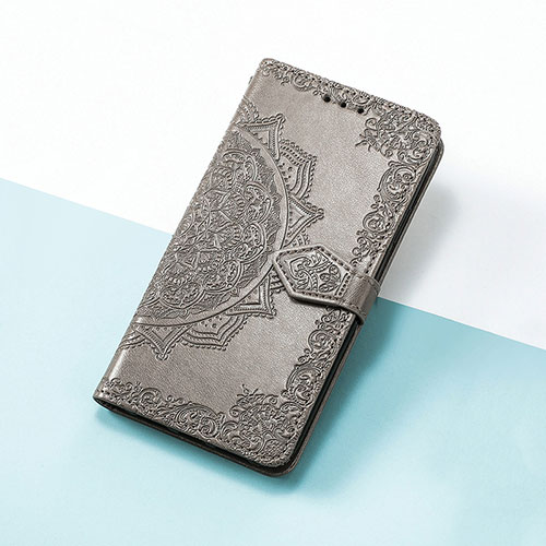 Leather Case Stands Fashionable Pattern Flip Cover Holder S07D for Motorola Moto Edge (2023) 5G Gray