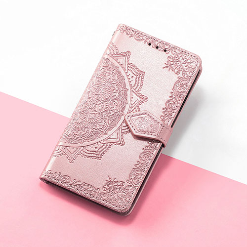 Leather Case Stands Fashionable Pattern Flip Cover Holder S07D for Motorola Moto Edge 40 5G Rose Gold