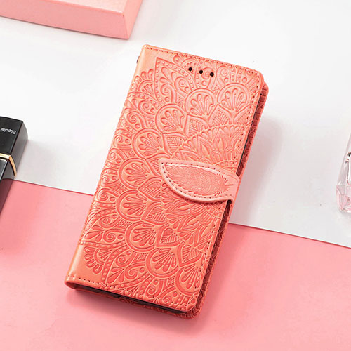 Leather Case Stands Fashionable Pattern Flip Cover Holder S08D for Huawei Honor 60 SE 5G Orange