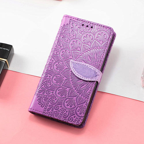 Leather Case Stands Fashionable Pattern Flip Cover Holder S08D for Huawei Honor Magic3 5G Purple