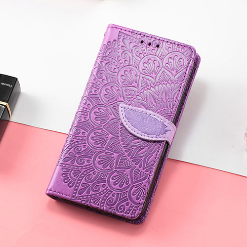 Leather Case Stands Fashionable Pattern Flip Cover Holder S08D for Huawei Honor X30i Purple