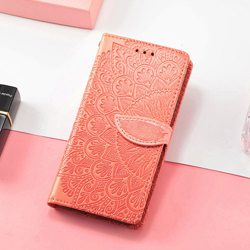 Leather Case Stands Fashionable Pattern Flip Cover Holder S08D for Huawei Honor X8 4G Orange