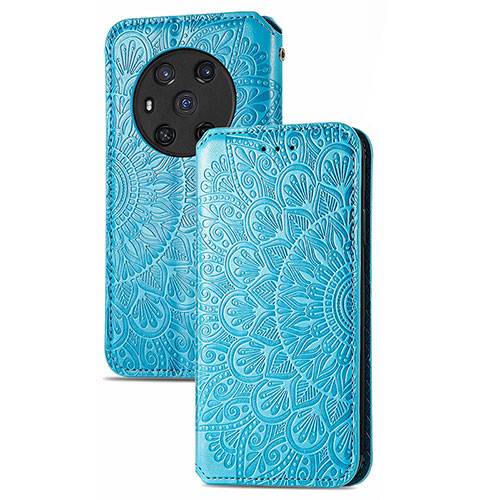 Leather Case Stands Fashionable Pattern Flip Cover Holder S09D for Huawei Honor Magic3 5G Blue