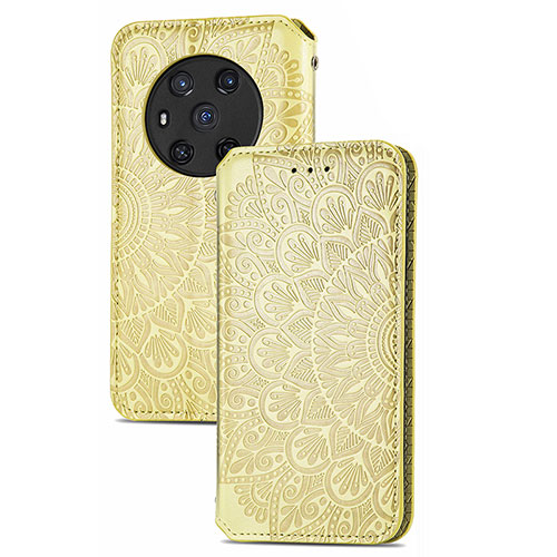 Leather Case Stands Fashionable Pattern Flip Cover Holder S09D for Huawei Honor Magic3 5G Gold