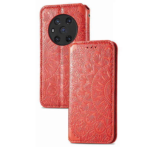 Leather Case Stands Fashionable Pattern Flip Cover Holder S09D for Huawei Honor Magic3 5G Red