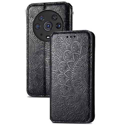 Leather Case Stands Fashionable Pattern Flip Cover Holder S09D for Huawei Honor Magic3 Pro 5G Black