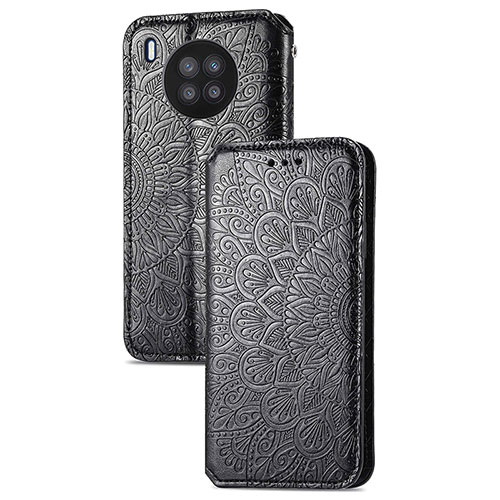Leather Case Stands Fashionable Pattern Flip Cover Holder S09D for Huawei Nova 8i Black