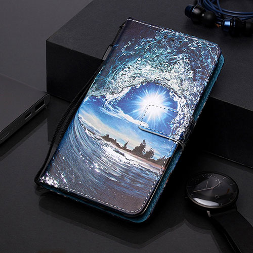 Leather Case Stands Fashionable Pattern Flip Cover Holder Y01B for Samsung Galaxy A20s Navy Blue