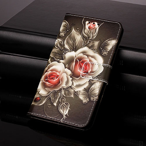 Leather Case Stands Fashionable Pattern Flip Cover Holder Y01B for Samsung Galaxy A21s Black