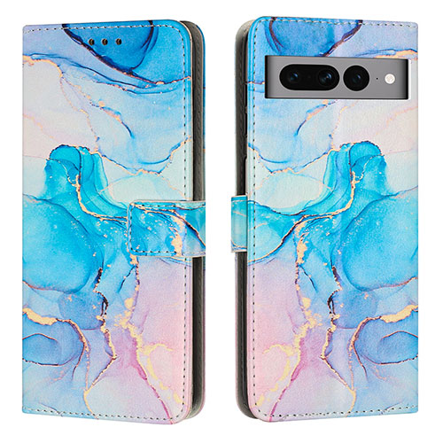 Leather Case Stands Fashionable Pattern Flip Cover Holder Y01X for Google Pixel 7 Pro 5G Sky Blue