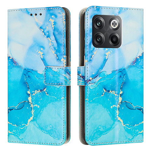 Leather Case Stands Fashionable Pattern Flip Cover Holder Y01X for OnePlus 10T 5G Blue