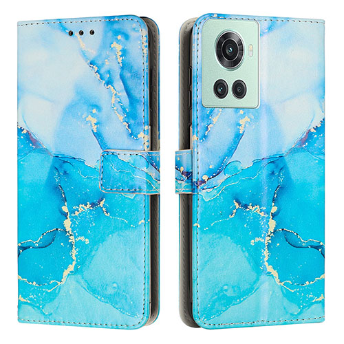 Leather Case Stands Fashionable Pattern Flip Cover Holder Y01X for OnePlus Ace 5G Blue