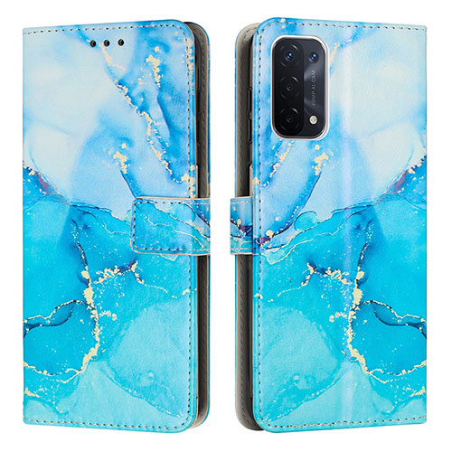 Leather Case Stands Fashionable Pattern Flip Cover Holder Y01X for Oppo A93 5G Blue